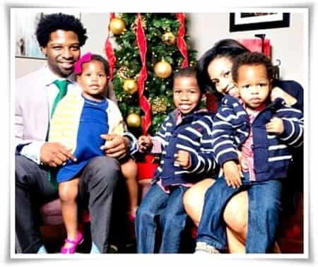 Uche Ojeh with his wife Sheinelle Marie Jones and children